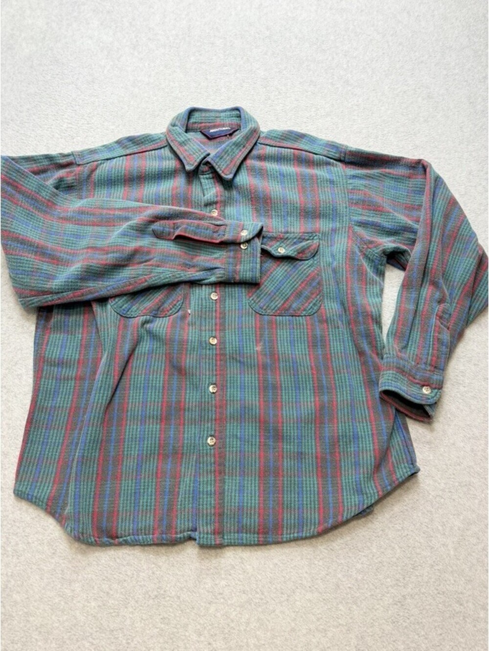 Mighty Mac‎ Flannel Shirt Mens Multicolor Plaid Long Sleeve Button Front Pockets